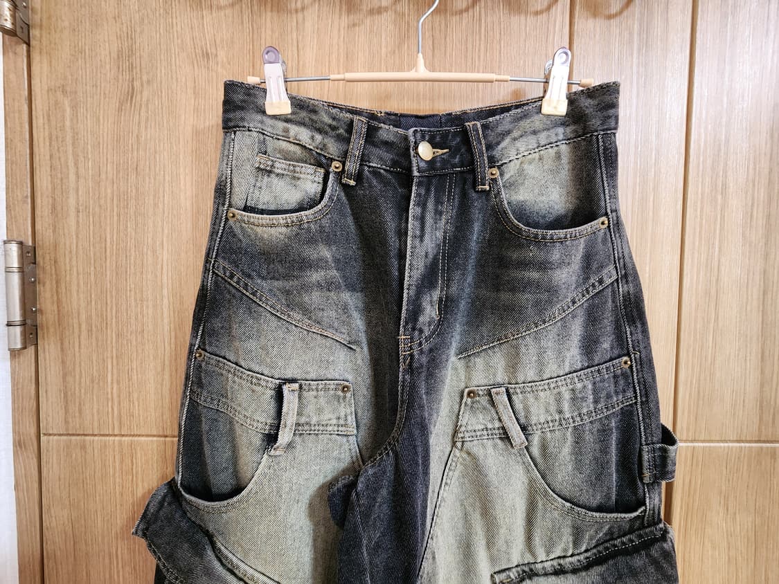 (S)트릴리온 더블 레이어 카펜터 카고 데님 팬츠 상품이미지2