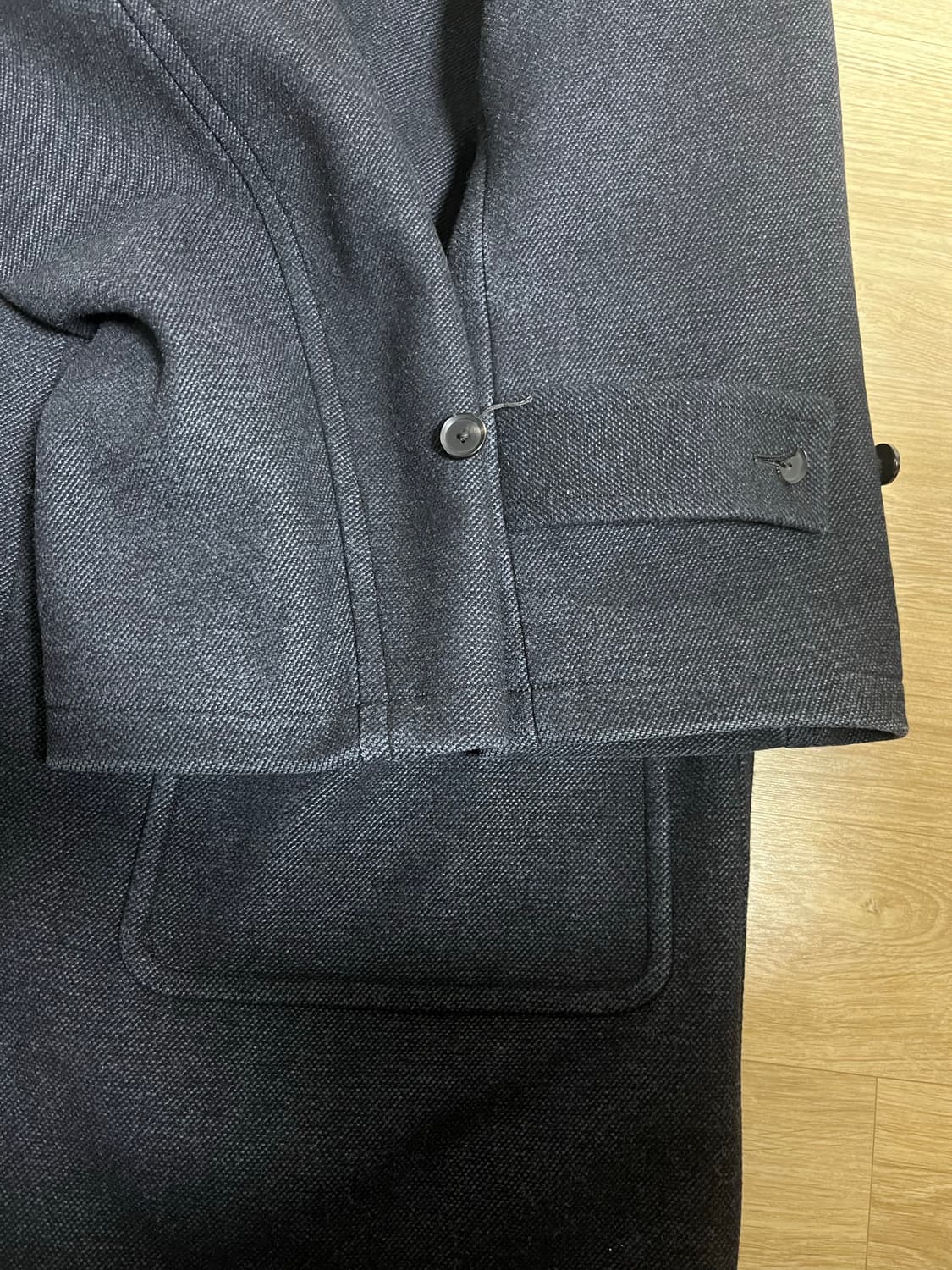 오라리 울 실크 멜튼 더플 코트 블랙 네이비 3사이즈 상품이미지5