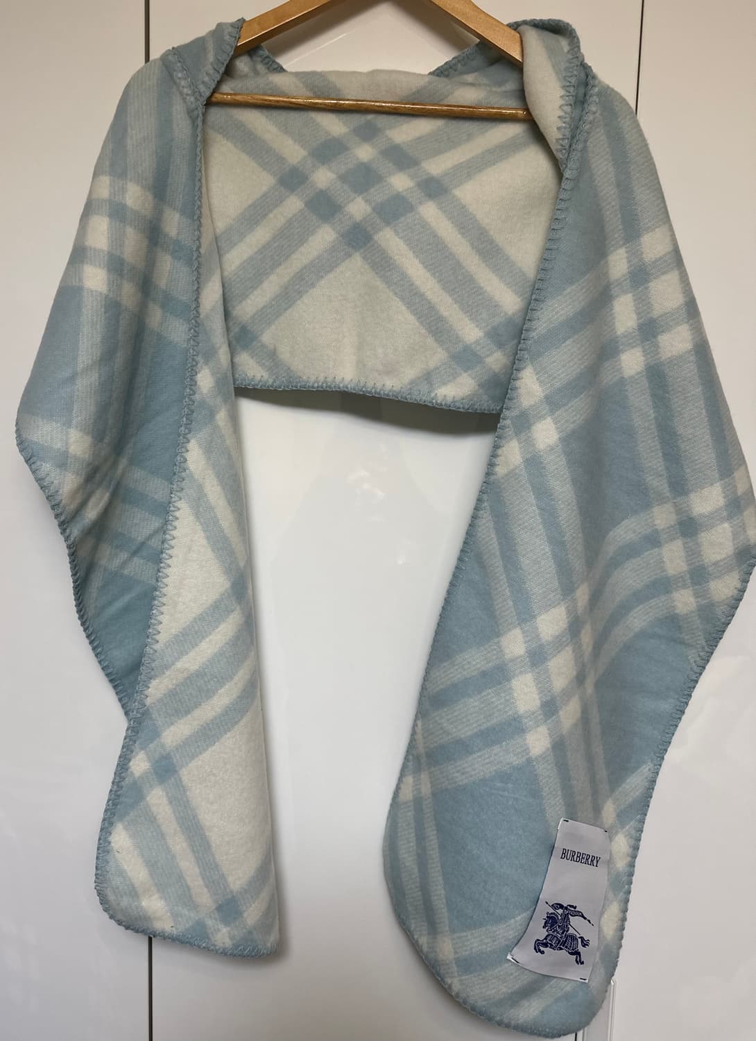 버버리 블루 체크 울 후드머플러 남여공용 상품이미지2