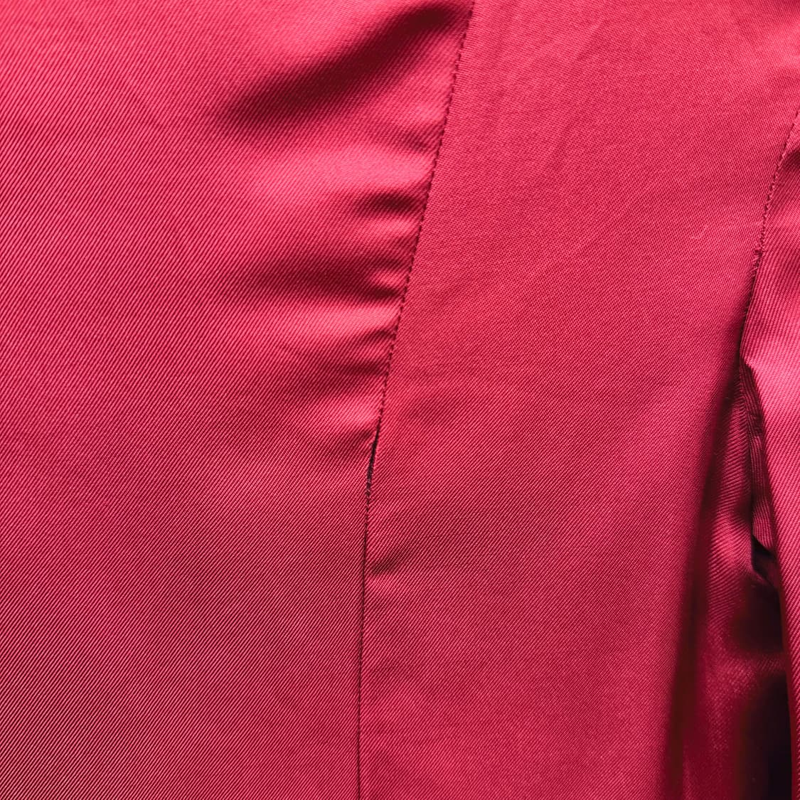 샤넬 실크 노카라 자켓 A라인 스커트 셋업 골드 버튼 플리츠 디테일 레드 상품이미지8