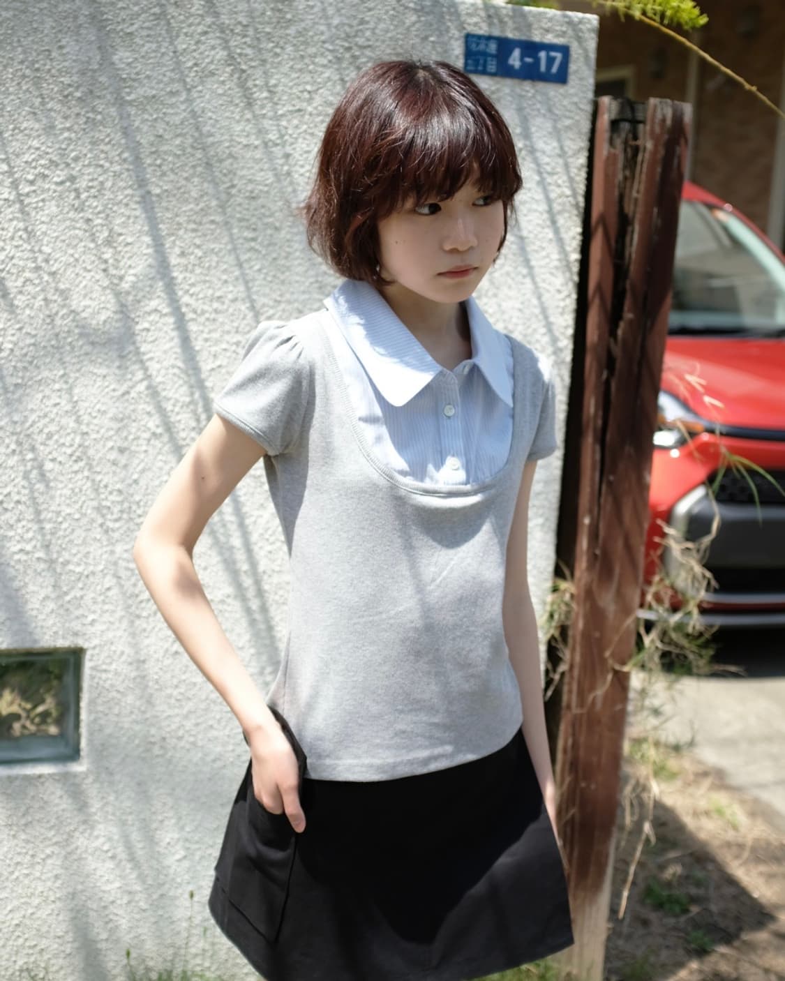 인앤양인하모니 mix knit top grey 상품이미지2