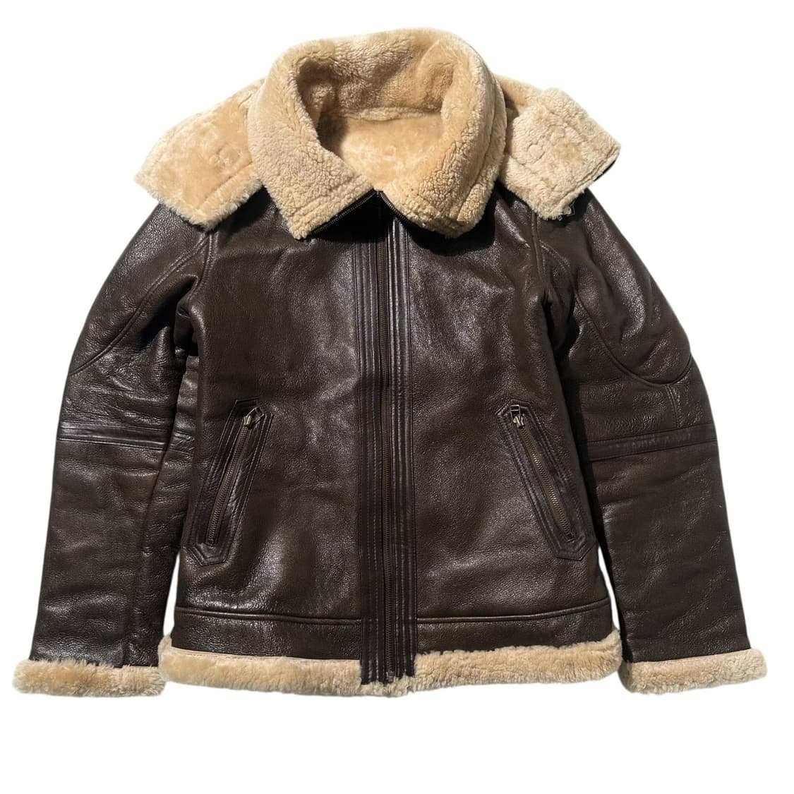 WHA IN 레이어드 카라 램스킨 시어링 무스탕 봄버 자켓 상품이미지1