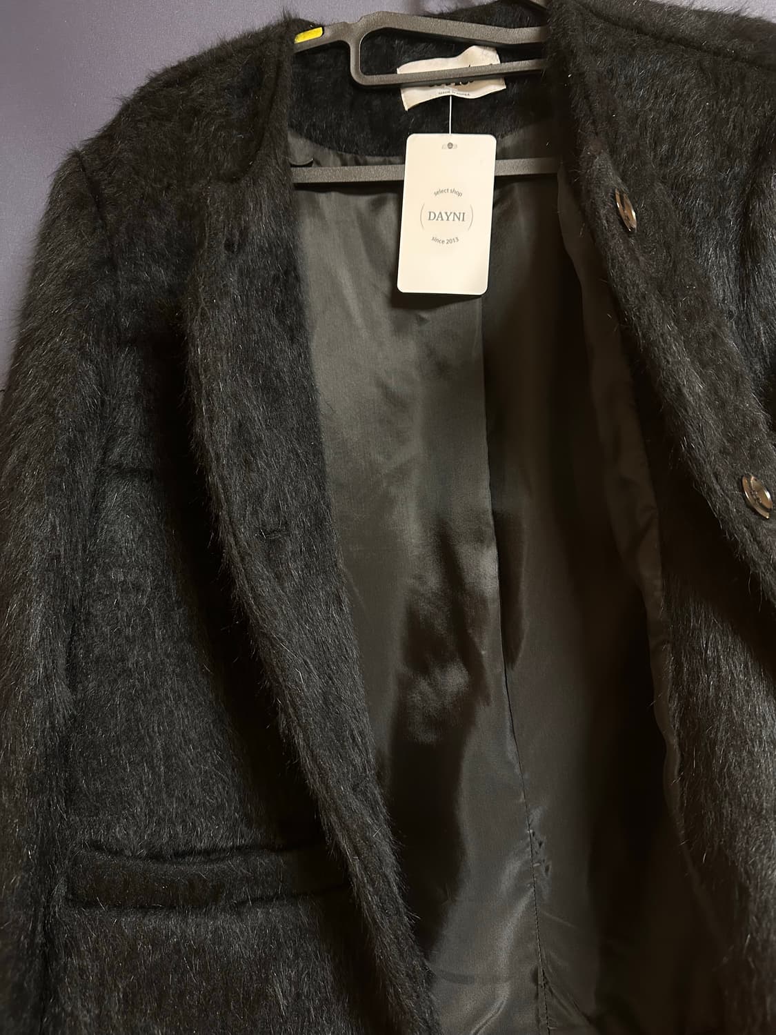 블랙 모헤어 노카라 자켓 상품이미지3