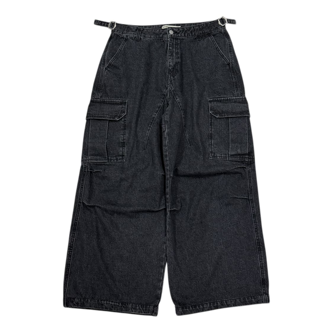 디안티플랫폼 데님 카고 와이드팬츠 바지 블랙 M 상품이미지1
