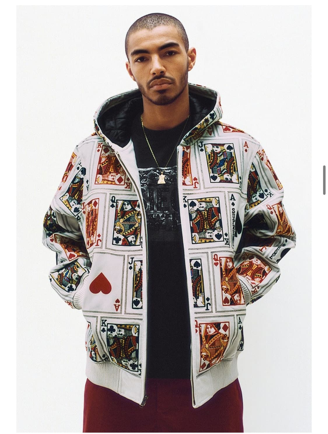 슈프림 양가죽 카드 후디드 레더자켓 미디움 상품이미지6