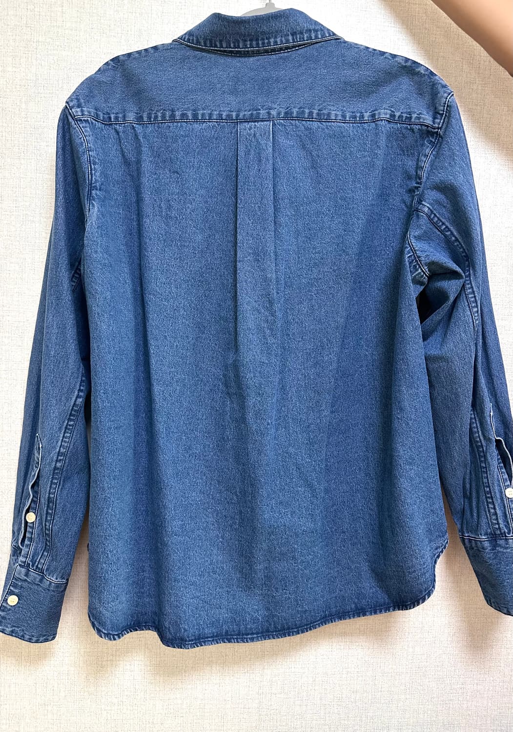 오로(oro) 클래식 세미 오버 데님 셔츠 미들 블루 M 상품이미지3