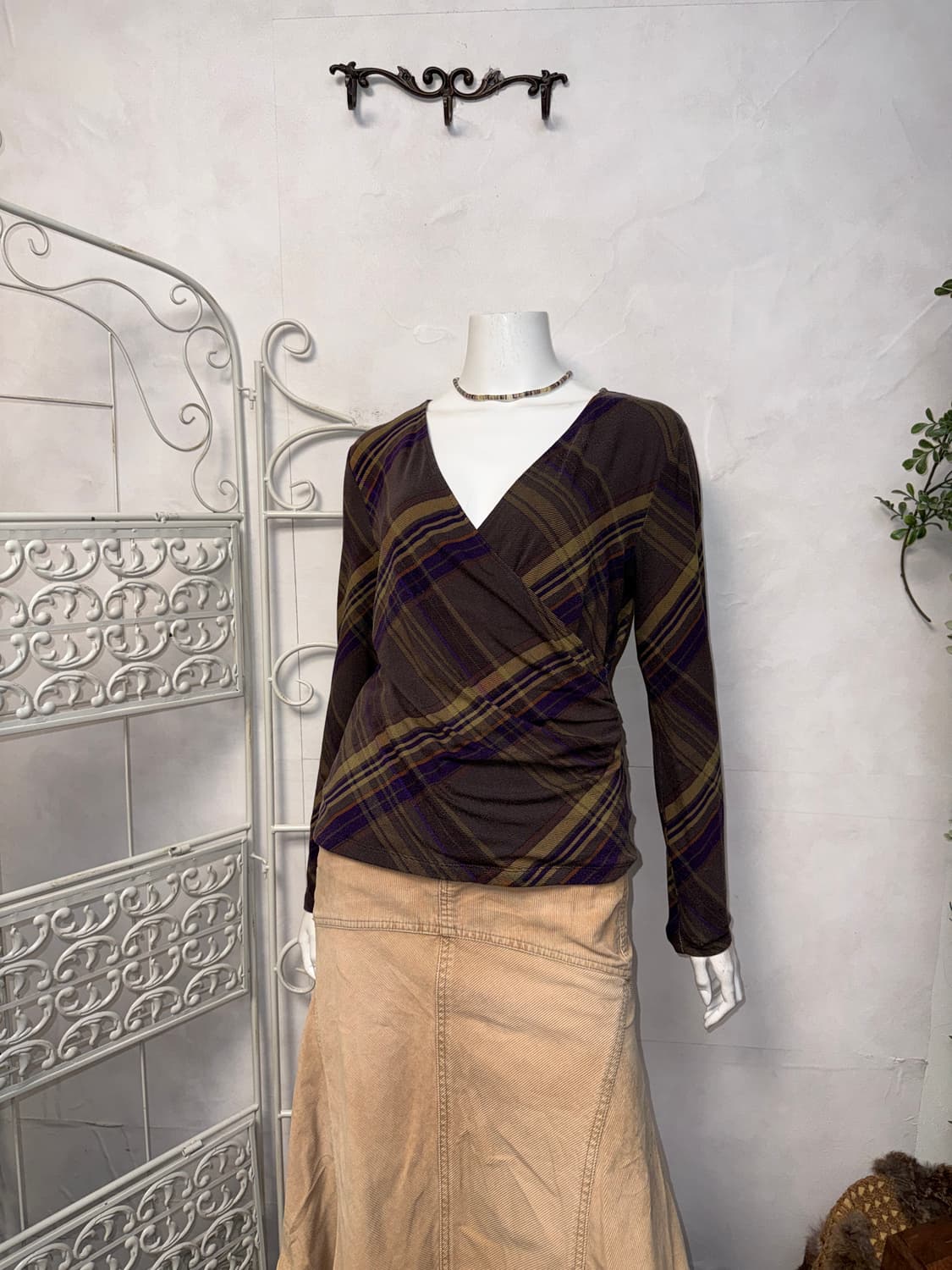 Ralph Lauren purple beige check wrap 슬리브 상품이미지6