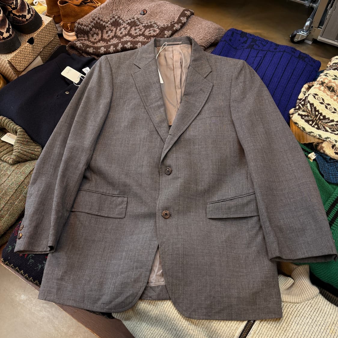 제이프레스 글렌체크 싱글벤트 블레이저 상품이미지1