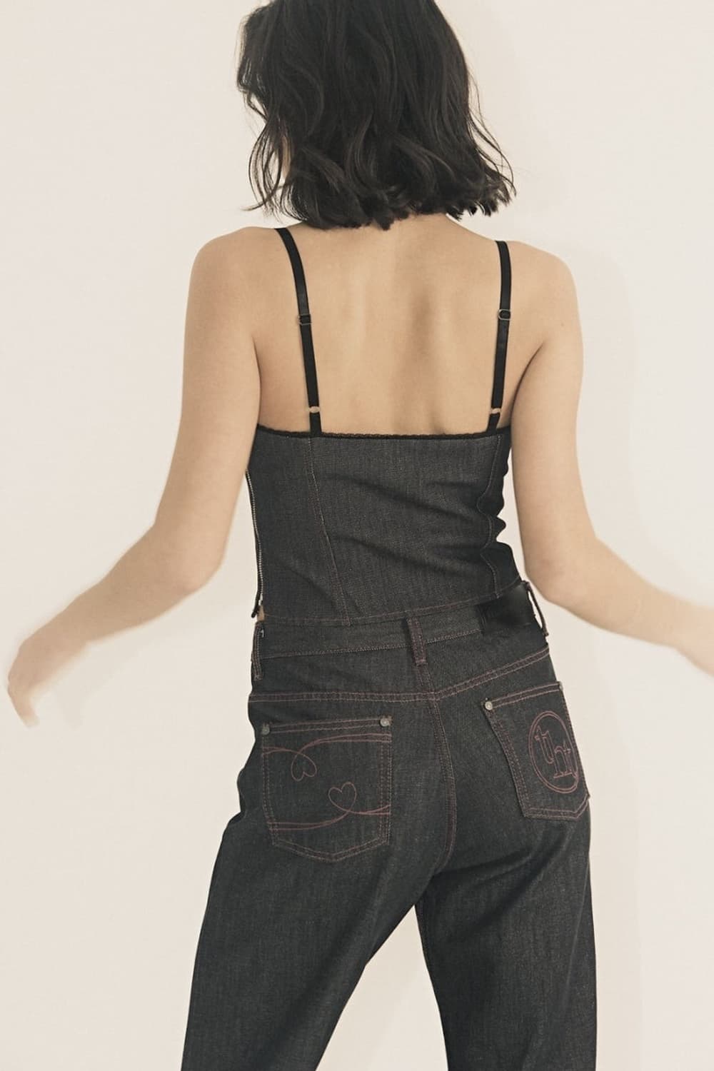 쓰리타임즈 핑크로우데님팬츠 상품이미지1