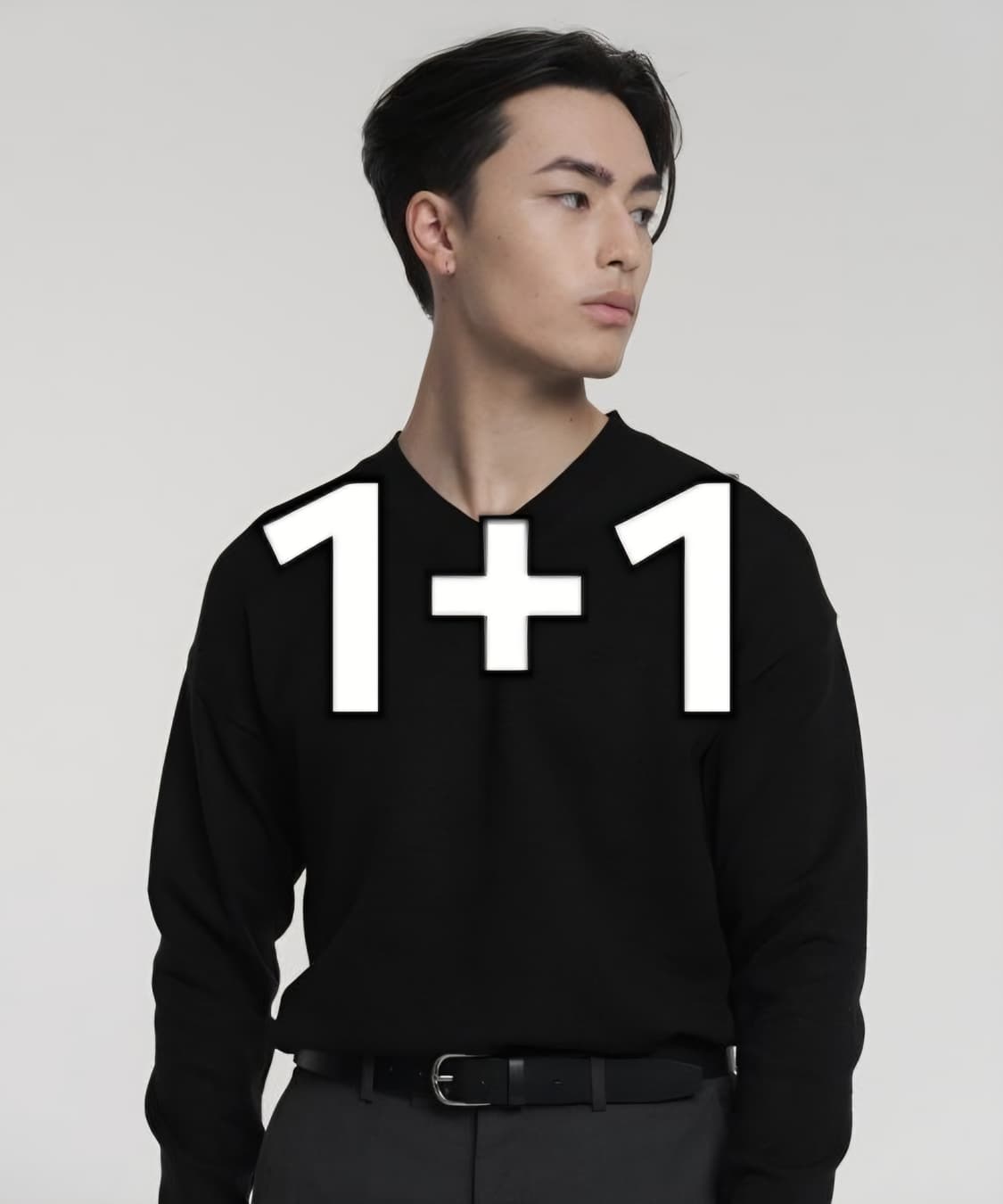 새제품 1+1) 데꼬로소 울 오버핏 니트 블랙 상품이미지1