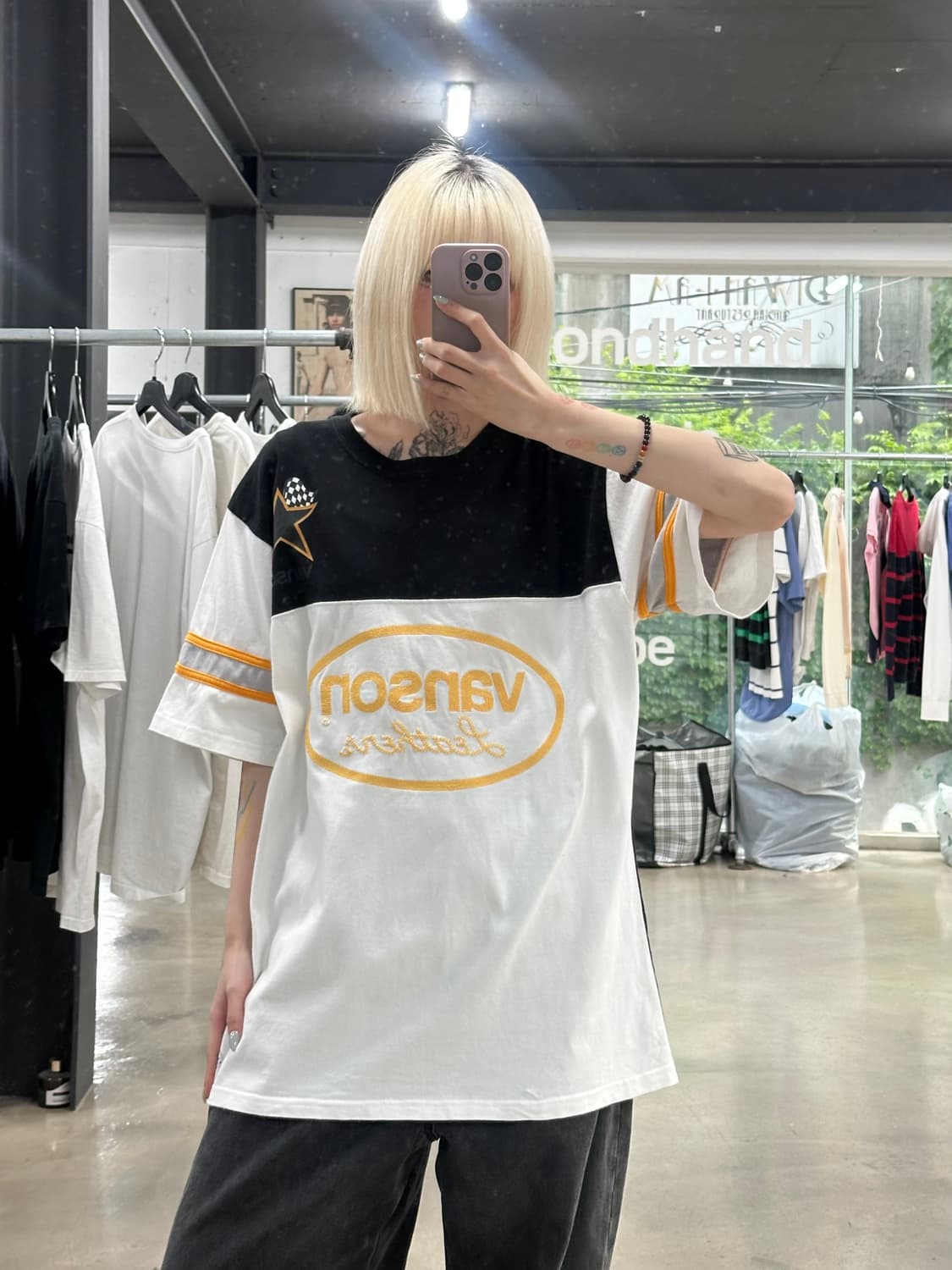 벤슨 로고 자수 별 프린팅 레이싱 반팔티 상품이미지4