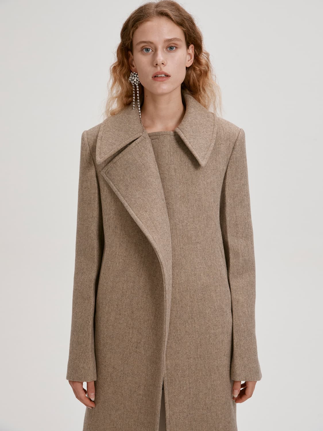 렉토 스프레드 칼라 울 코트 베이지 상품이미지3