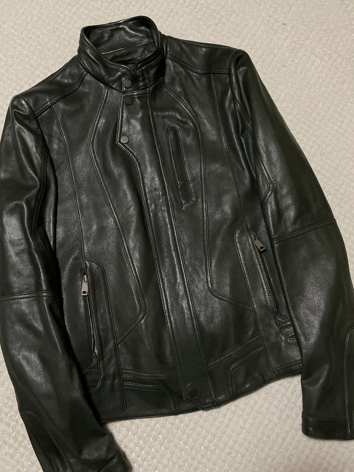 SYSTEM HOMME 시스템옴므 웨스턴 무드 램스킨 양가죽 절개 레더 상품이미지8