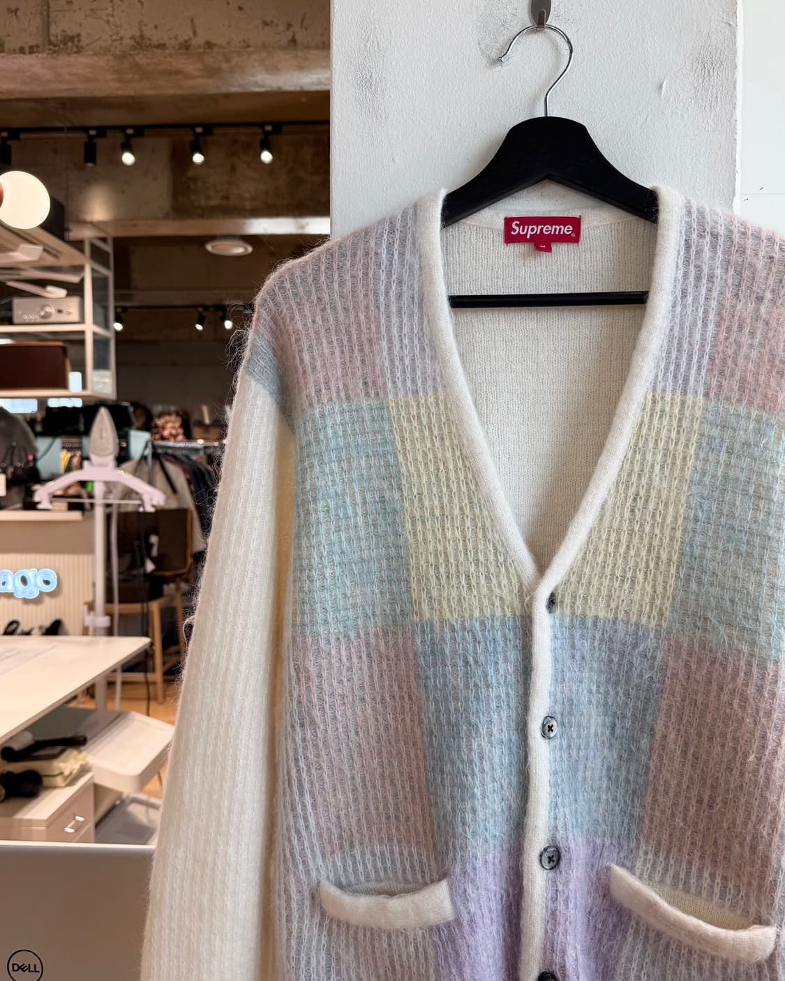 슈프림 아이보리 22ss 브러쉬드 그리드 가디건 상품이미지4