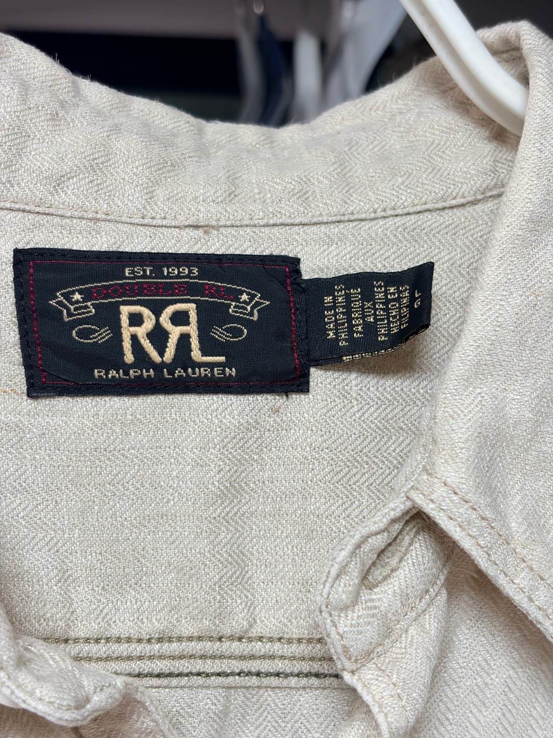 RRL 더블알엘 린넨 헤링본 워크셔츠 L 상품이미지2