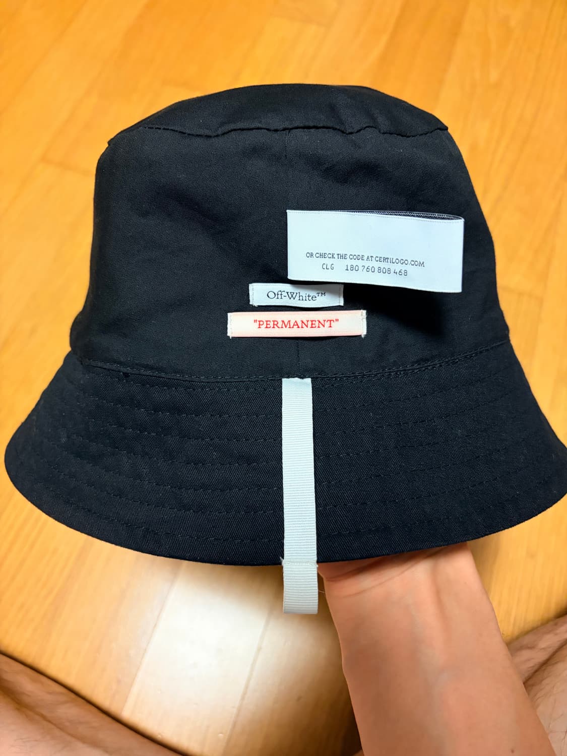 오프화이트 블랙 로고 버킷햇 상품이미지4