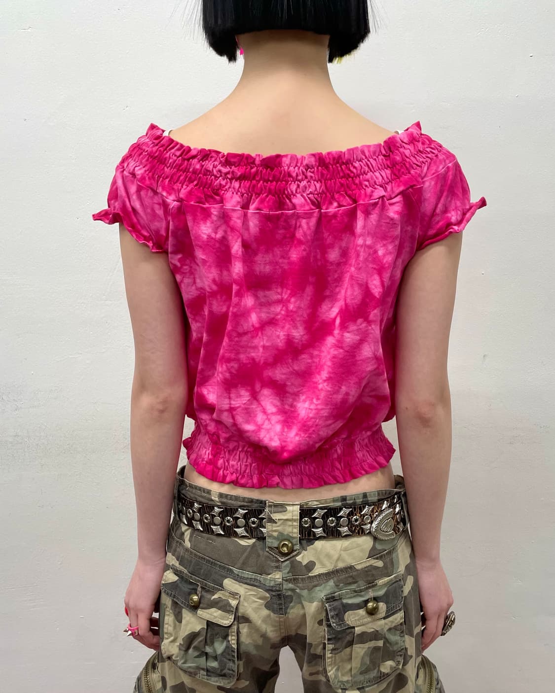 Pink Tie-tie Shirring T-Shirt  상품이미지2