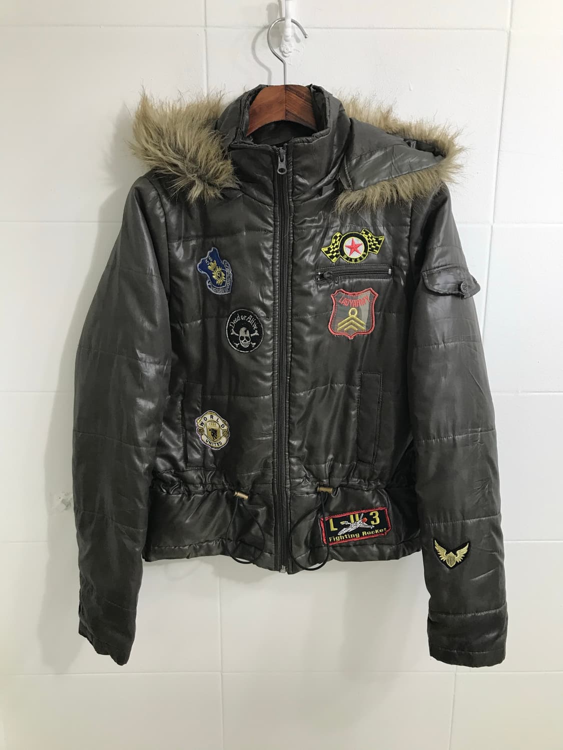 빈티지 카키 펑크 와펜 야상 패딩 자켓 상품이미지3