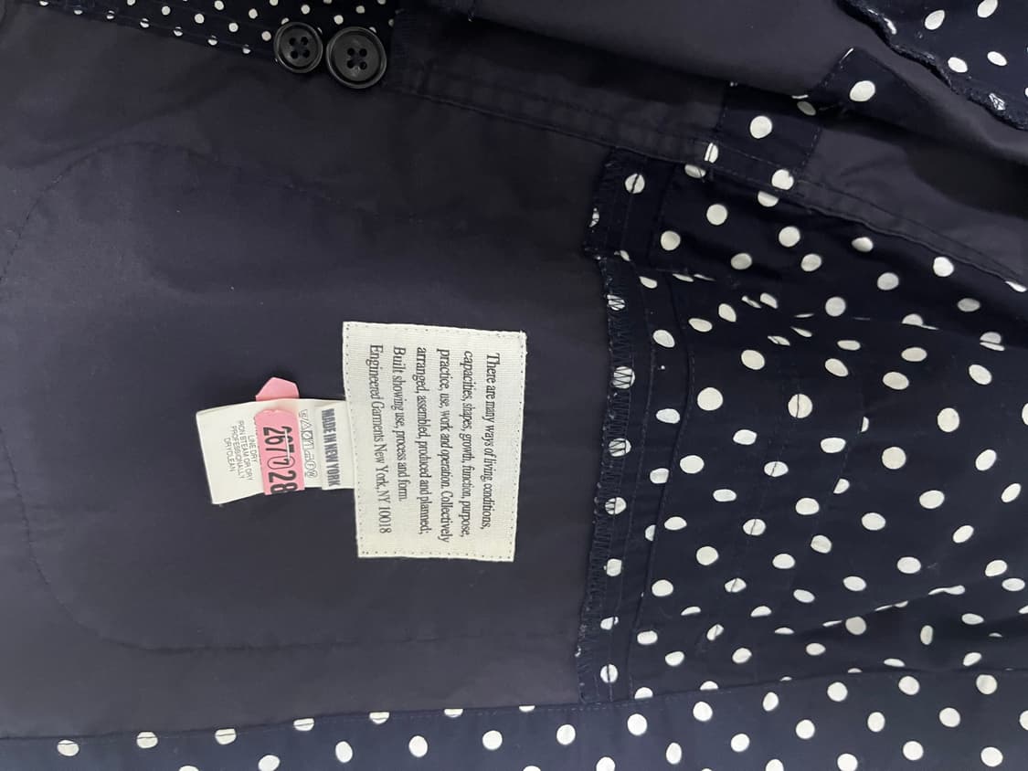 ENGINEERED GARMENTS 폴카 도트 패치워크 자켓 M 상품이미지2