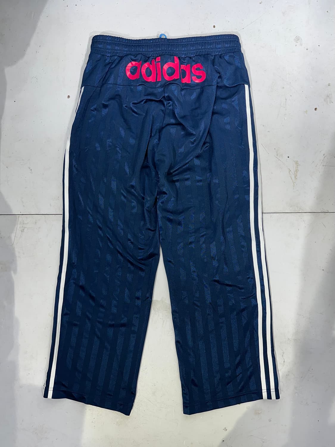 아디다스 네이비 핑크 스몰 로고 화이트 삼선 와이드 트랙 팬츠 L 상품이미지5