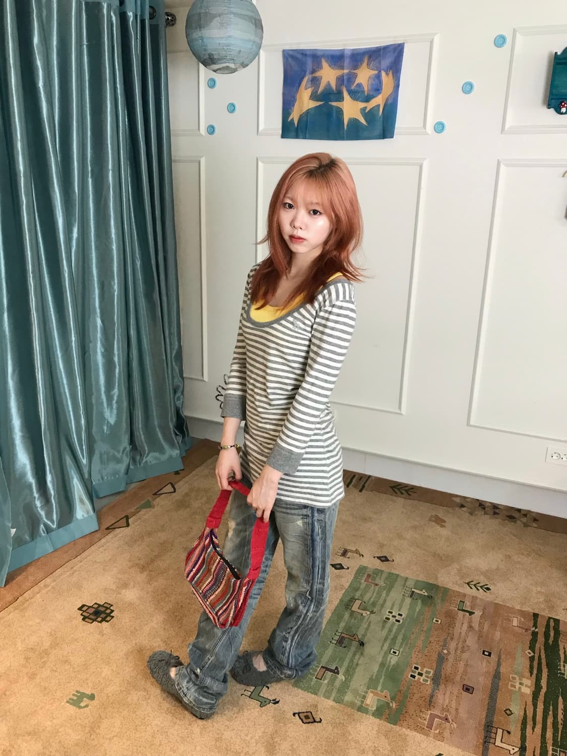 핀터깔 아베크롬비 y2k 스트라이프와 옐로우 포인트 레트로  코디셋🌴 상품이미지1