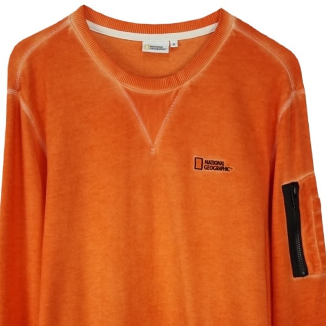 [네셔널지오그래픽] 빈티지 워시드 소매 포캣 맨투맨 오렌지 M19330 상품이미지4
