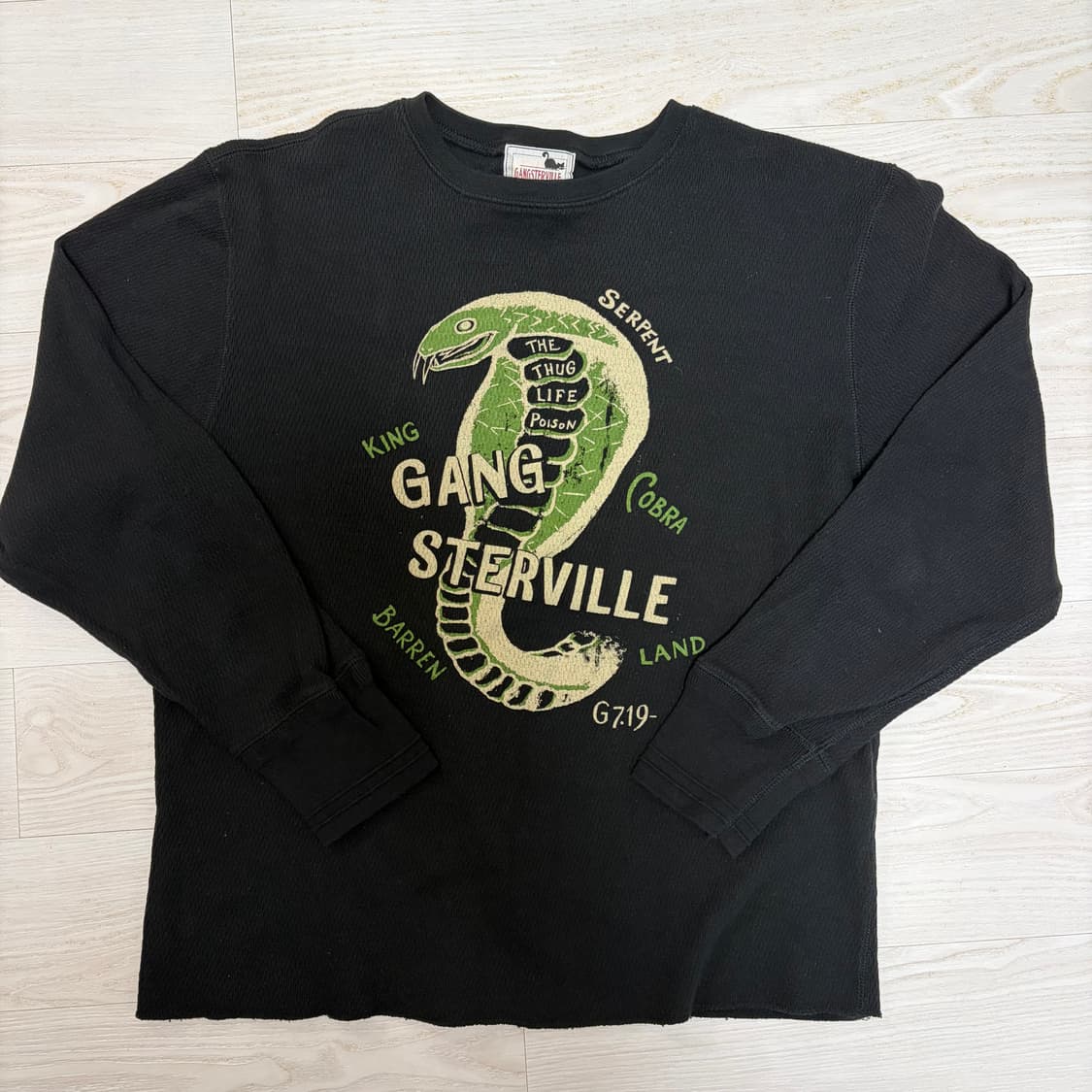 글래드핸드 갱스터빌 와플 긴팔티셔츠 스네이크 블랙m 상품이미지1