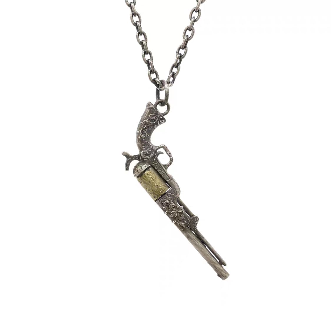 Oceanora 스털링 실버 빈티지 리볼버 펜던트 목걸이 상품이미지2