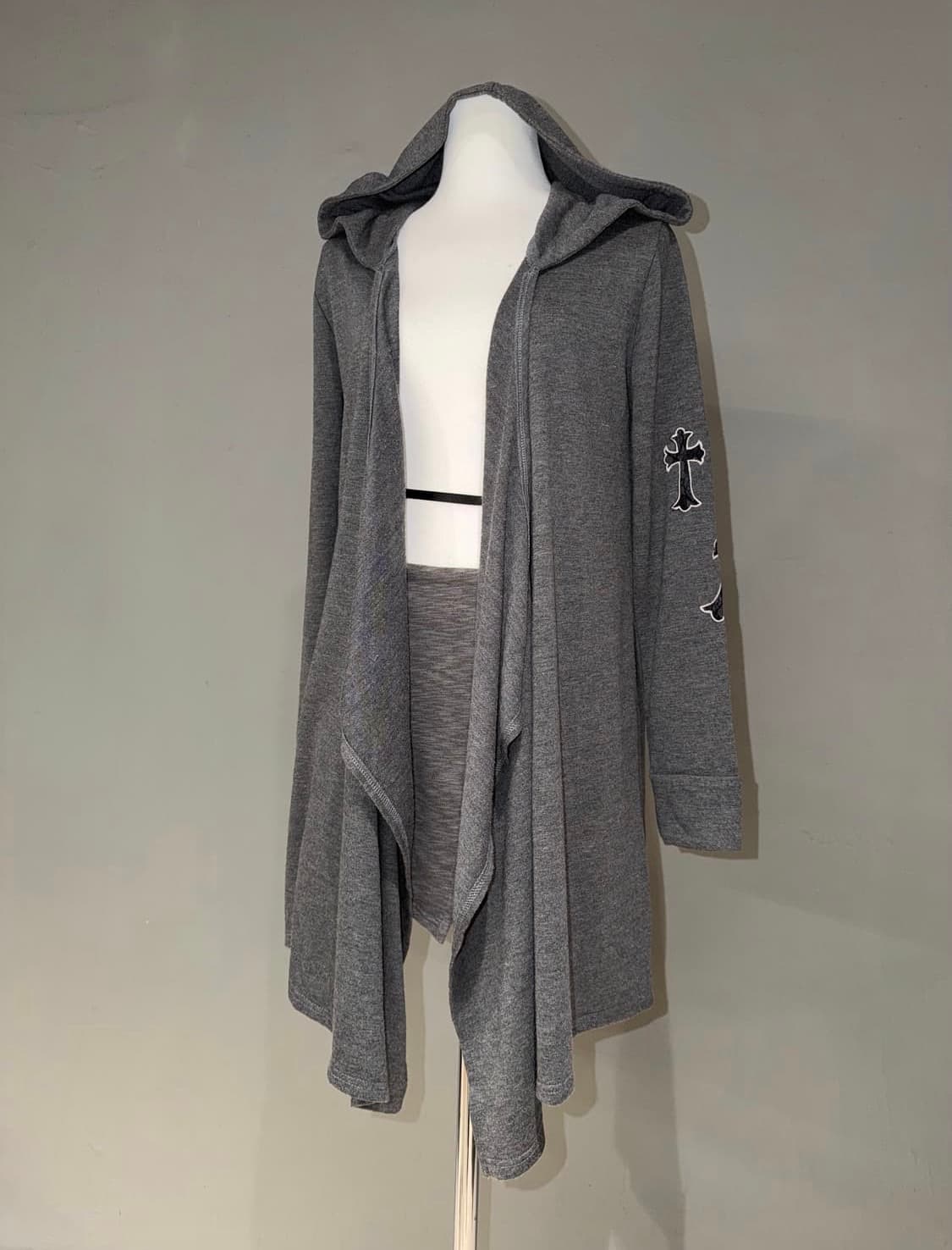 M K R lace cross drape hood cardigan 상품이미지2