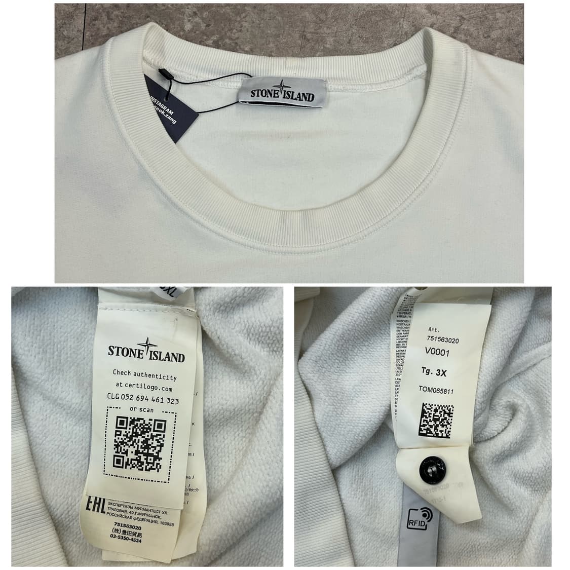 스톤아일랜드 맨투맨 화이트 3XL #csz3594 상품이미지3