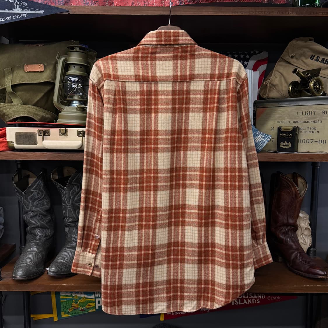 90s PONDEROSA 투 포켓 워크 플란넬 체크 빈티지 셔츠 N126 상품이미지2