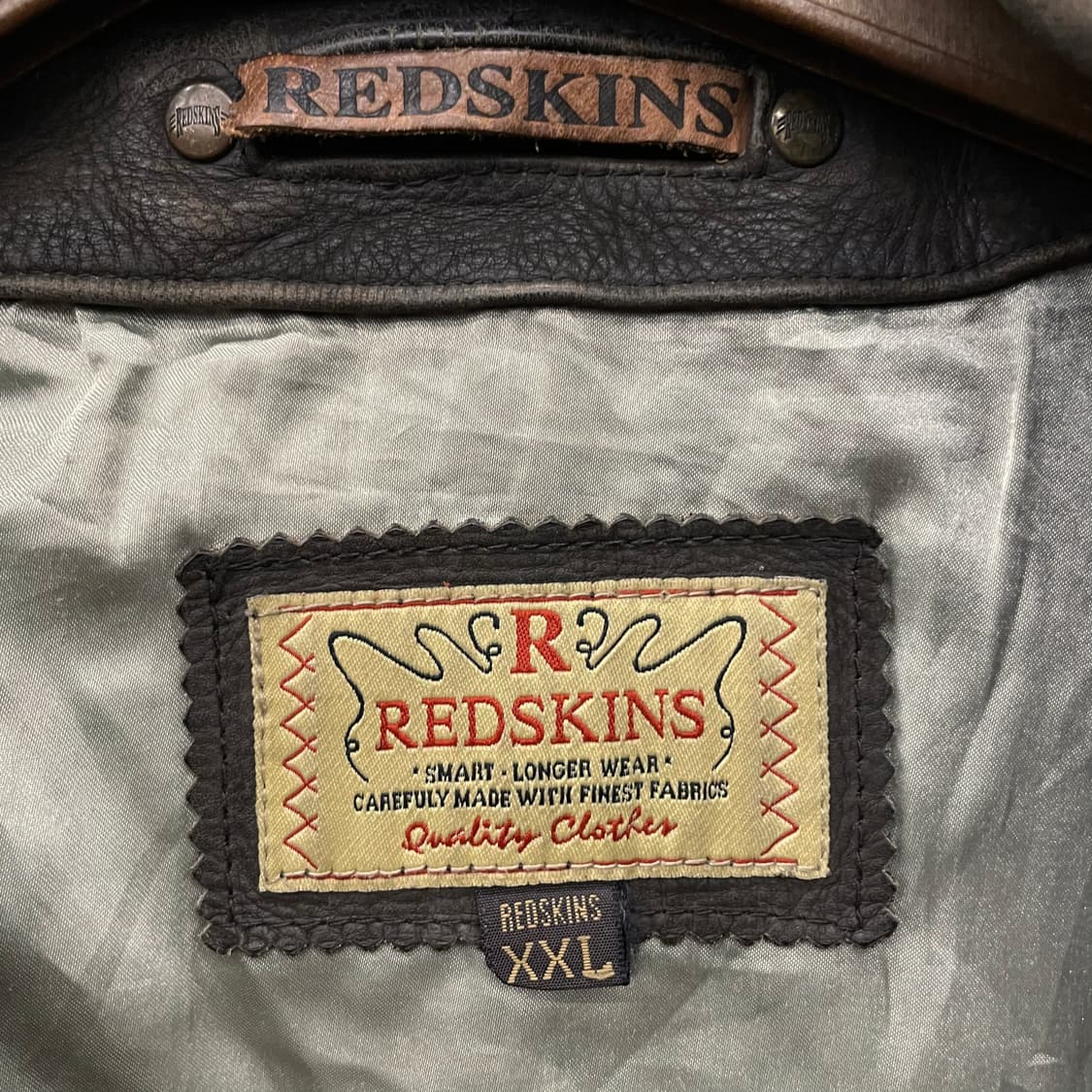90s Redskins 크러스트 레더 송아지 가죽 A-2 플라이트 자켓 상품이미지6