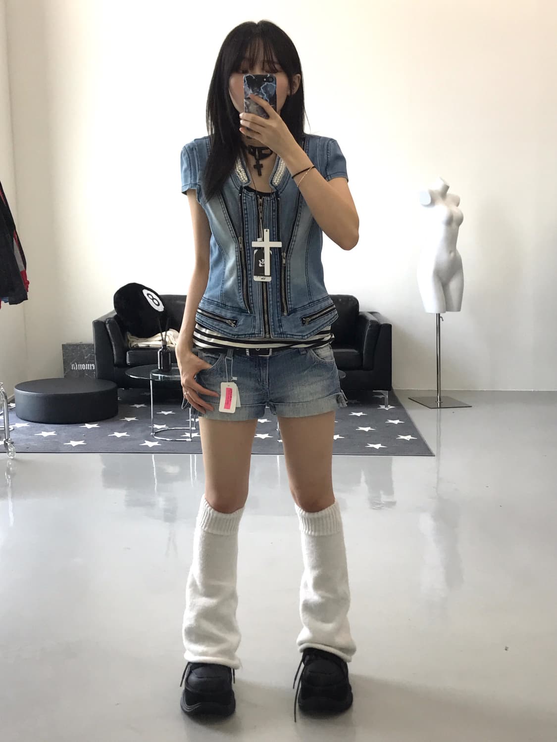 Jpn detail denim mini shorts 상품이미지4