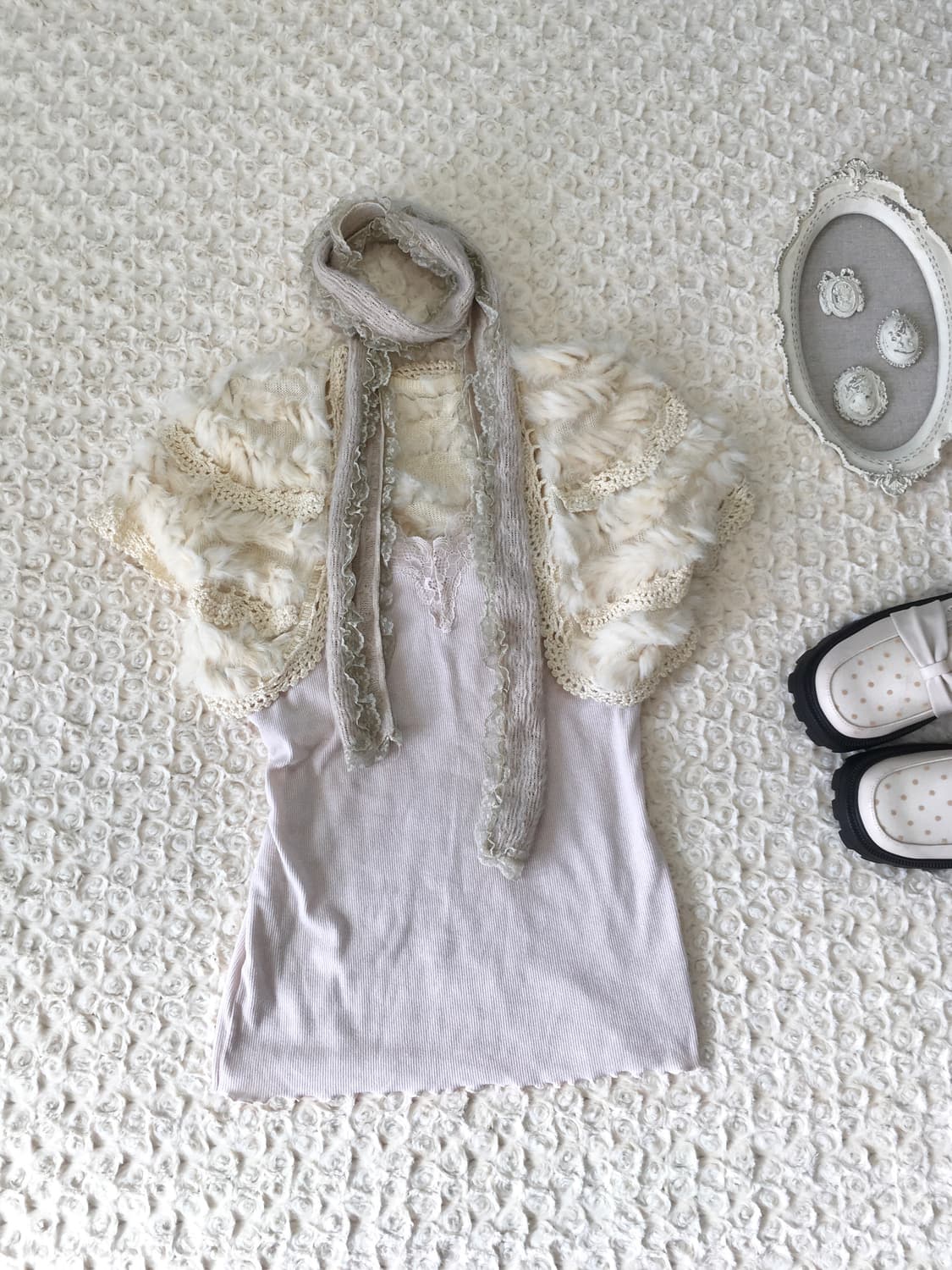 Set) bolero + sleeveless + muffler 상품이미지6