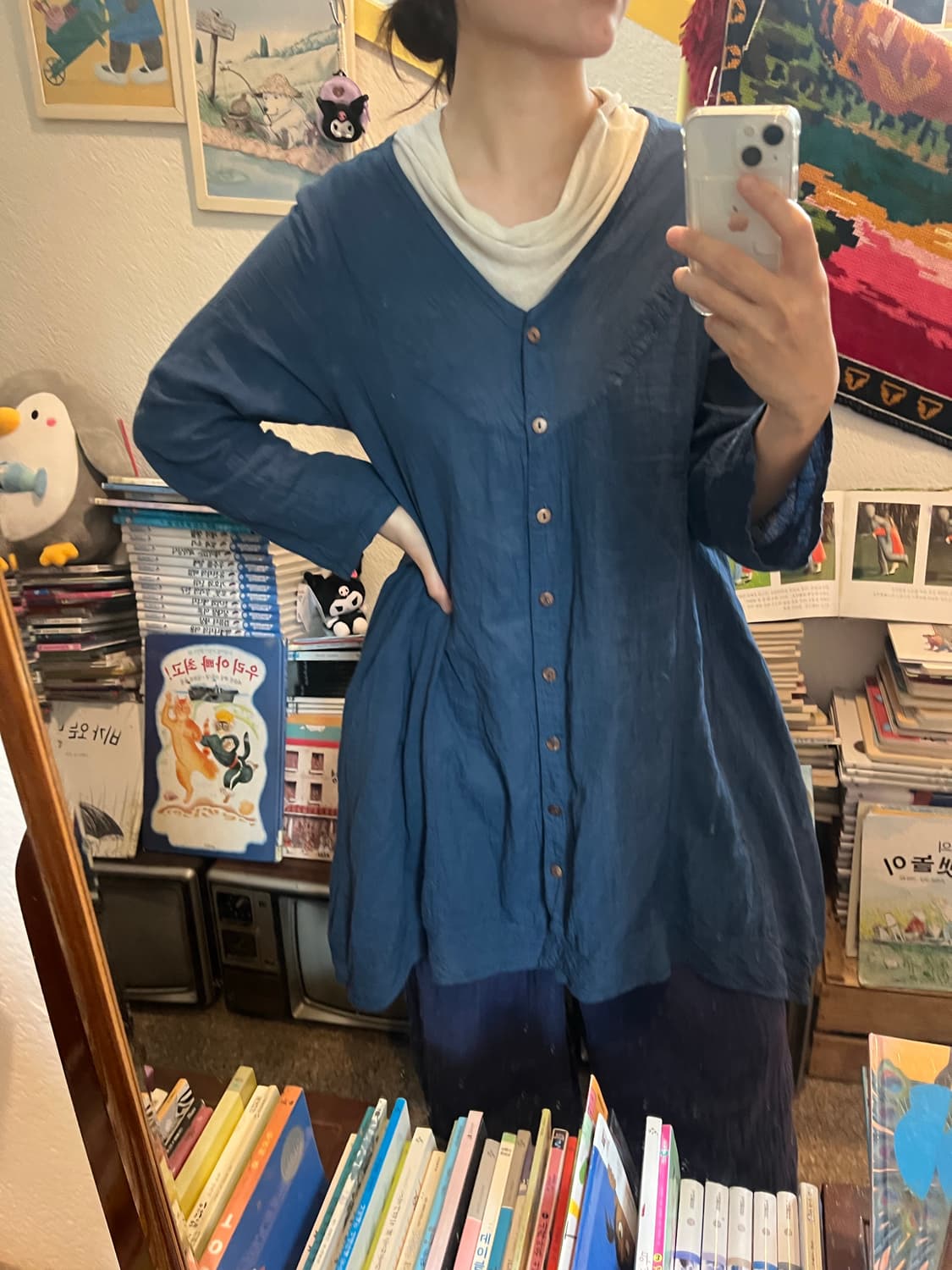 천연염색 natural onepiece (blue/ivory) 상품이미지2