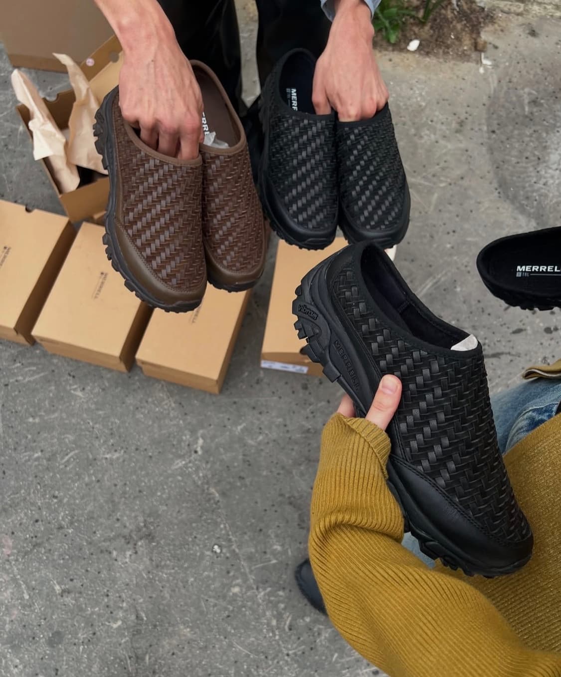 [275] 머렐 1trl moab2 우븐 슬라이드 레더 블랙 상품이미지1