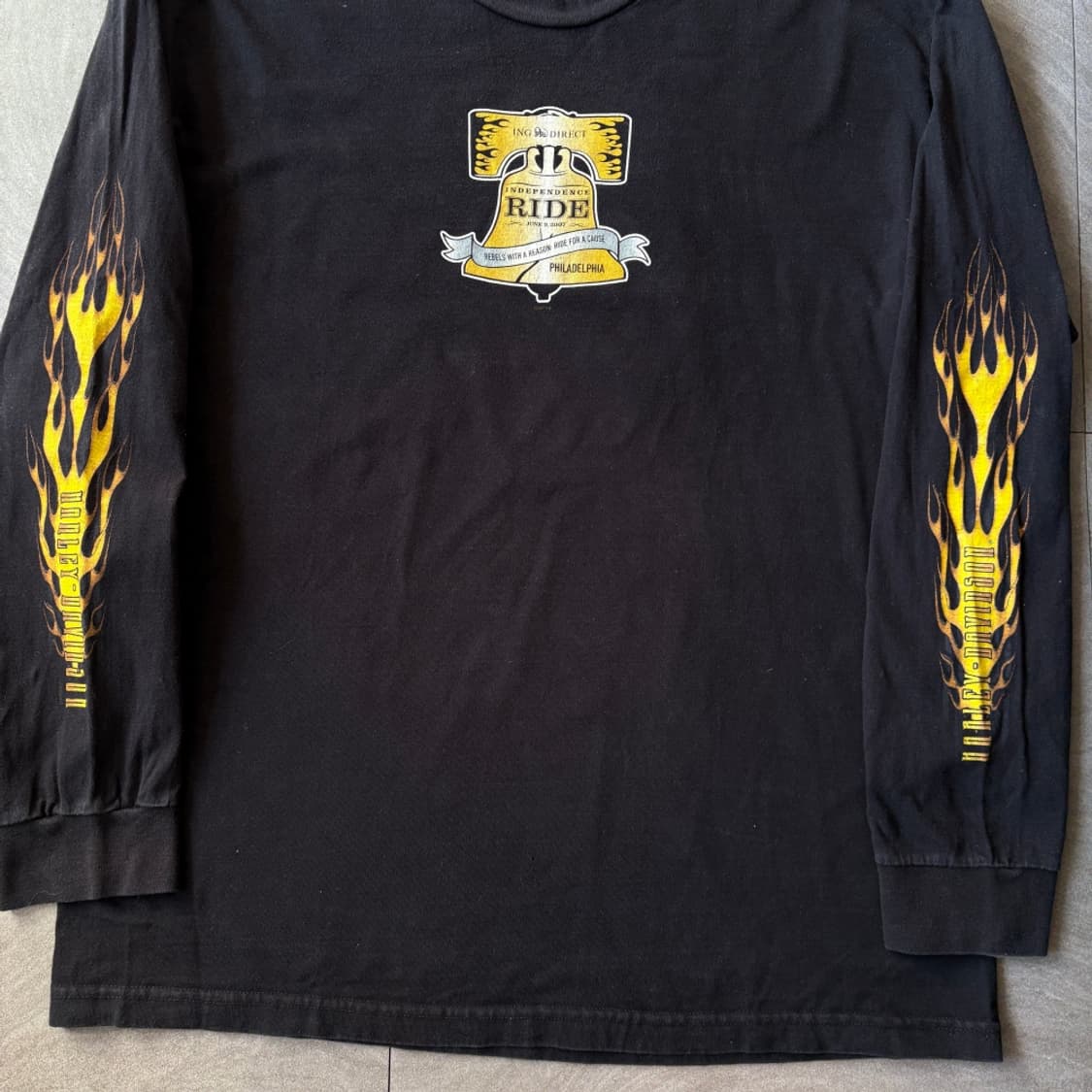 할리데이비슨 정품 미국 생산 블랙 골드 플레임 긴팔 티셔츠 상품이미지4