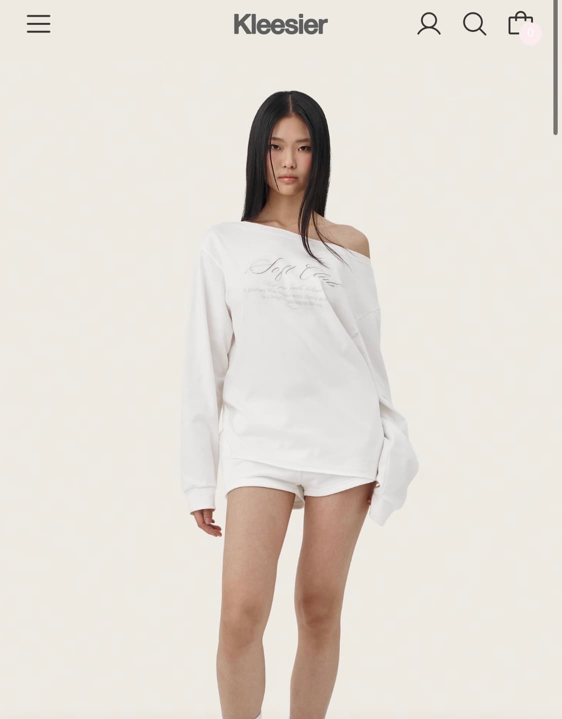 클리시어 소프트클럽 원숄더 스웻셔츠 화이트 상품이미지1