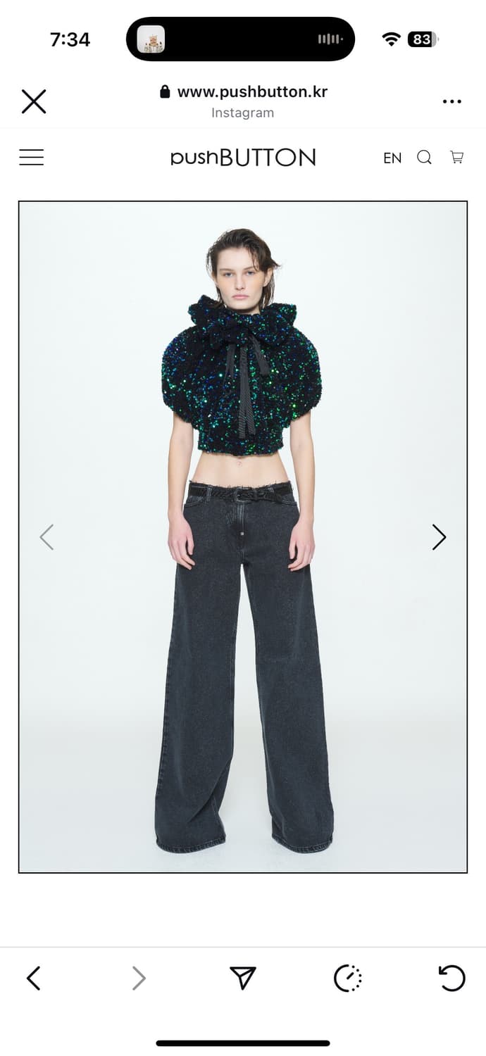 푸시버튼 플레어 와이드 데님  상품이미지1