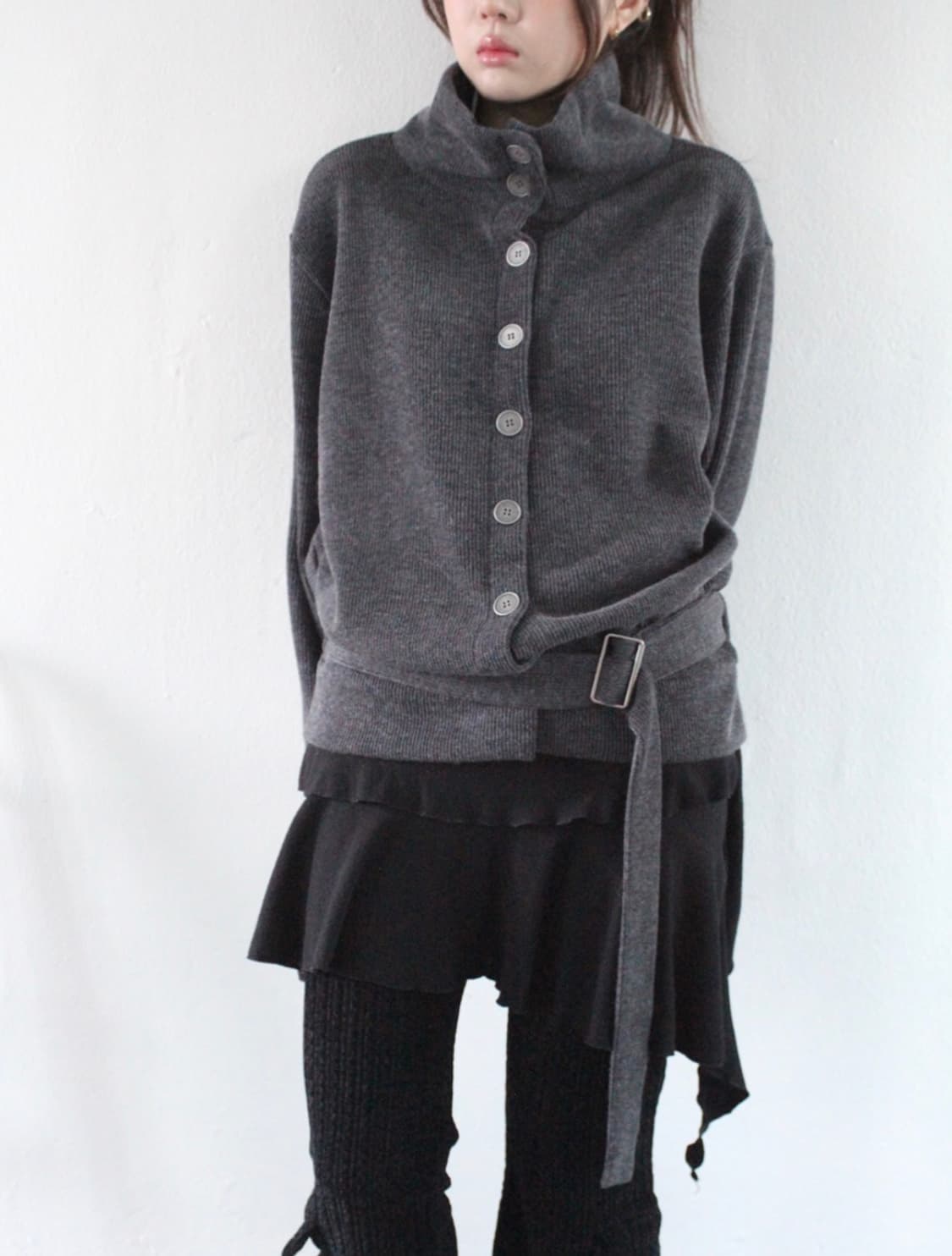 히피디피 waist belt cardigan 차콜 상품이미지1