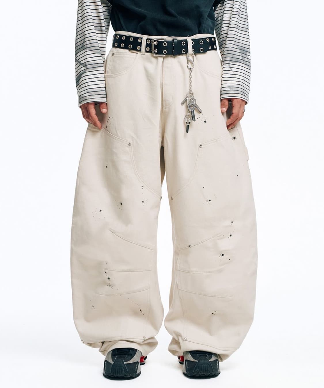 이지노이지 커브드 더블니 치노 팬츠 아이보리 2 상품이미지1