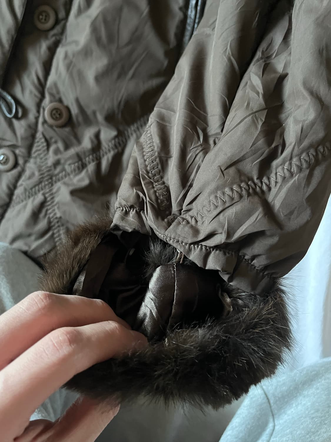 Dark Brown Fur Longline Puffer Jacket 상품이미지4