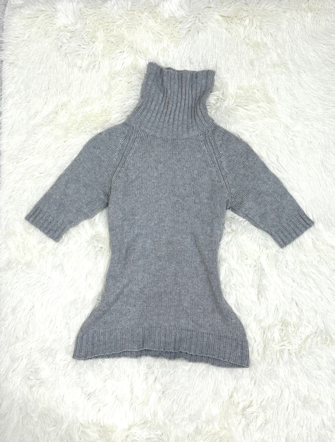 빈티지 레이어드 반팔 목폴라 니트 상품이미지1