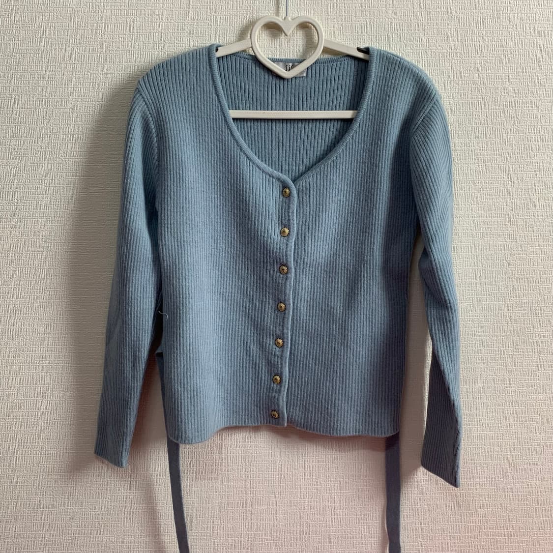 빈티지 ) 스카이블루 스쿱넥 울 가디건 상품이미지5