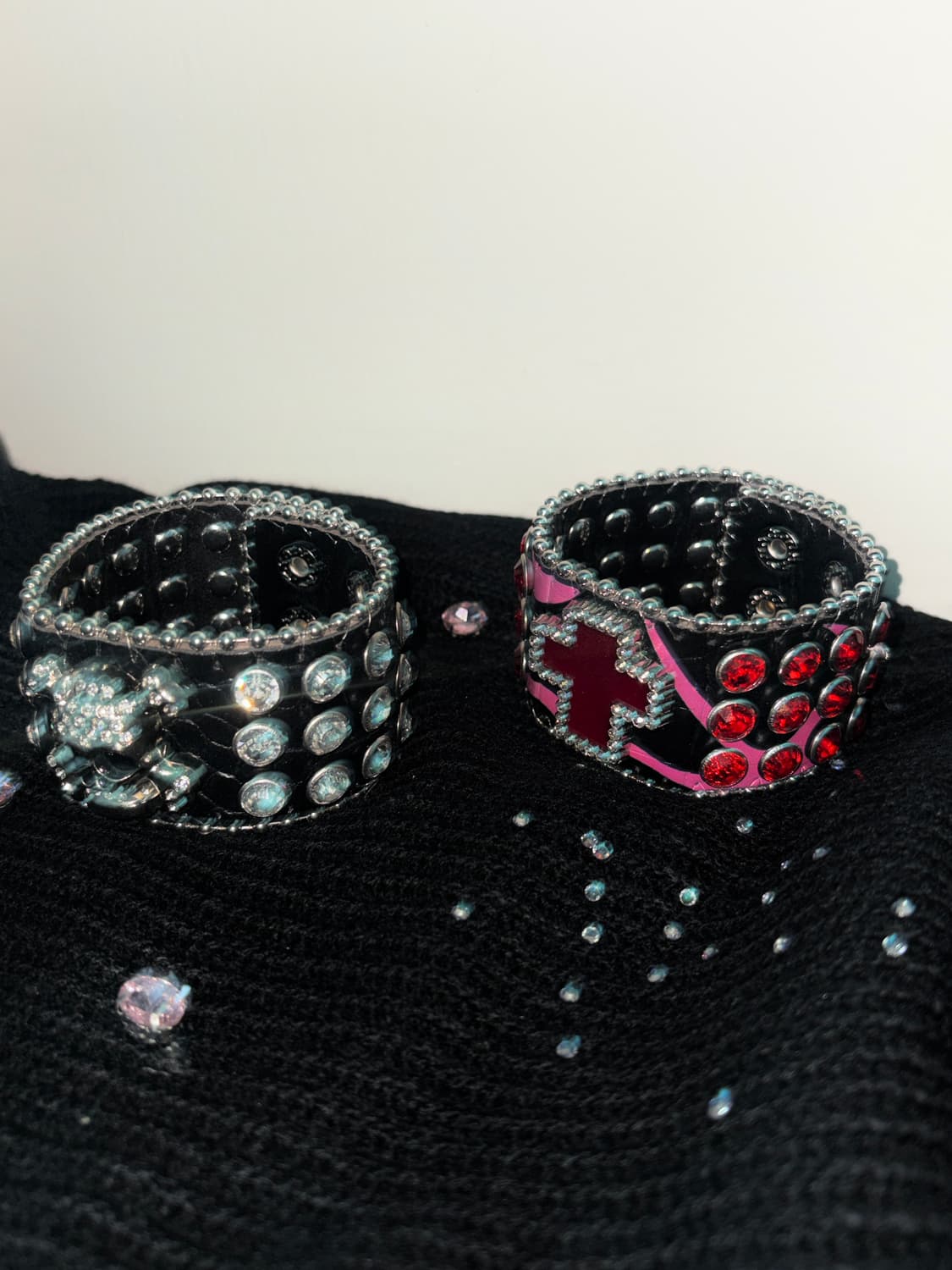 스컬 크리스탈 와이드 팔찌 상품이미지3
