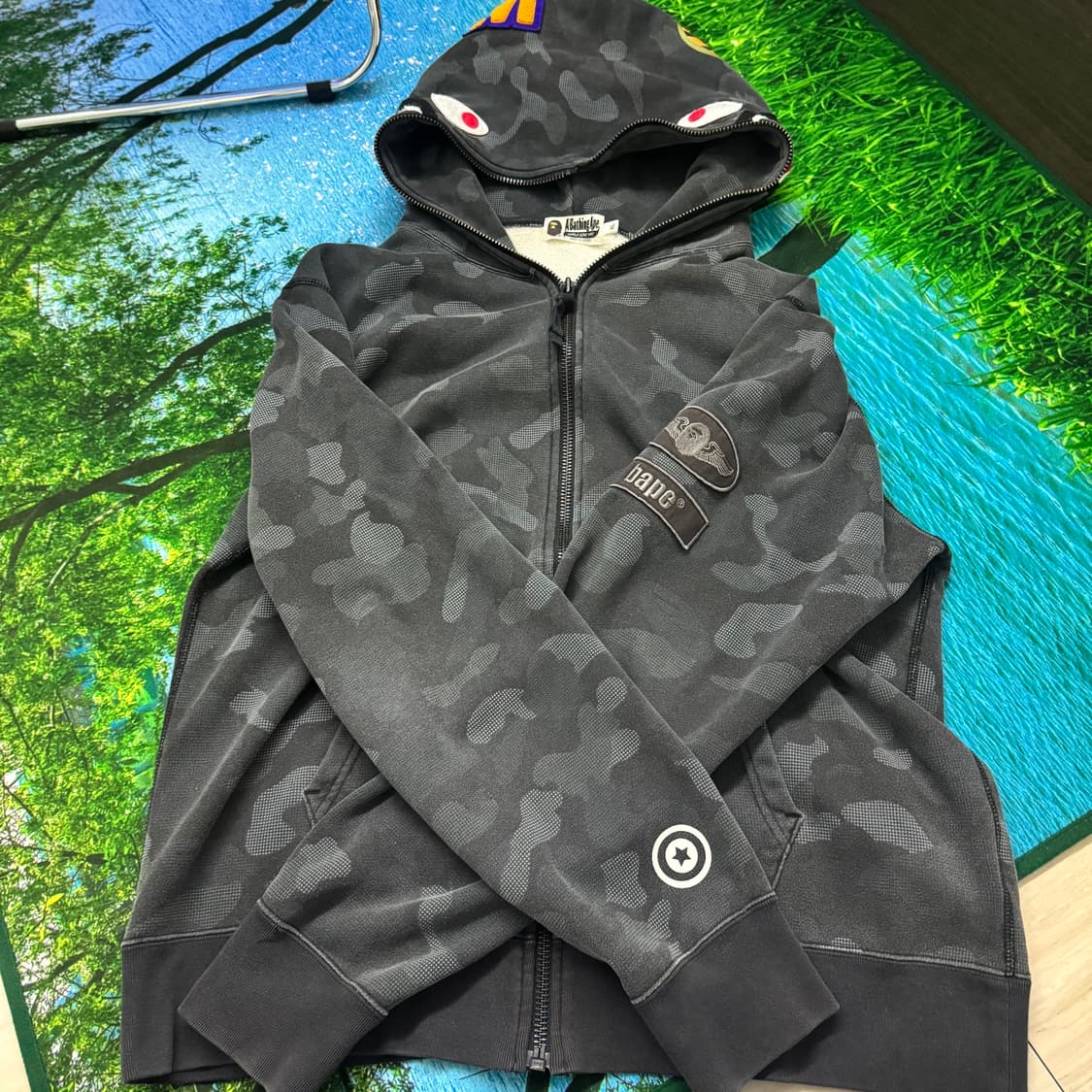 블랙 카모 샤크 후드 상품이미지7