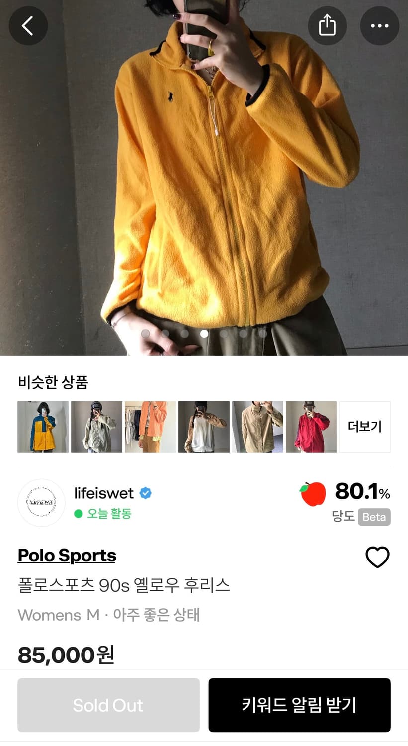 폴로스포츠 90s 옐로우 후리스 상품이미지2