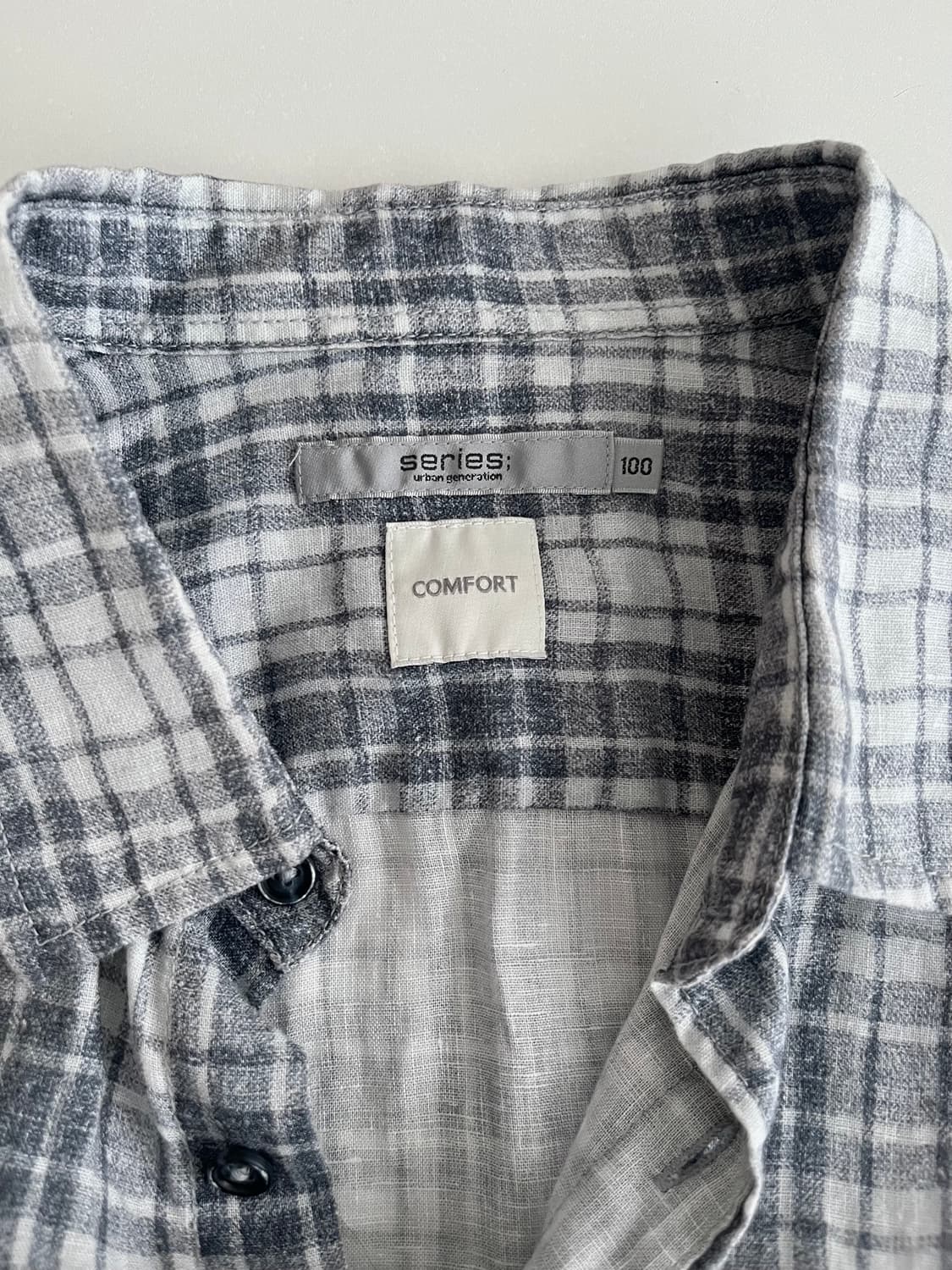 100) 시리즈 린넨 100 체크 셔츠 그레이 상품이미지4