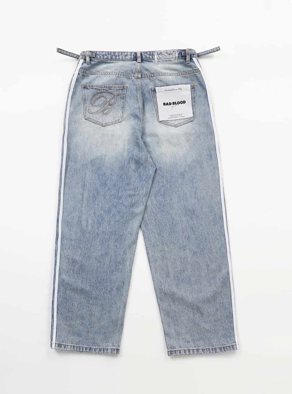 배드블러드 청바지 빌리 트랙 진 배기핏 - 블루 L 상품이미지1