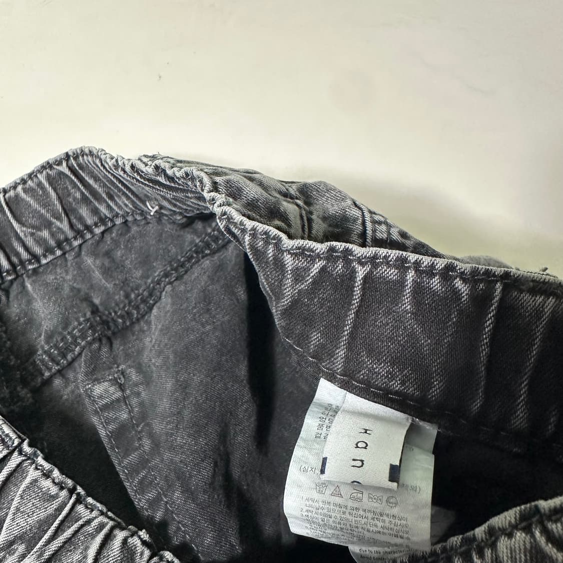 M-L 빈티지 루즈핏 빈티지블랙 워시드 밑단스트링 밴딩 카고팬츠 상품이미지4